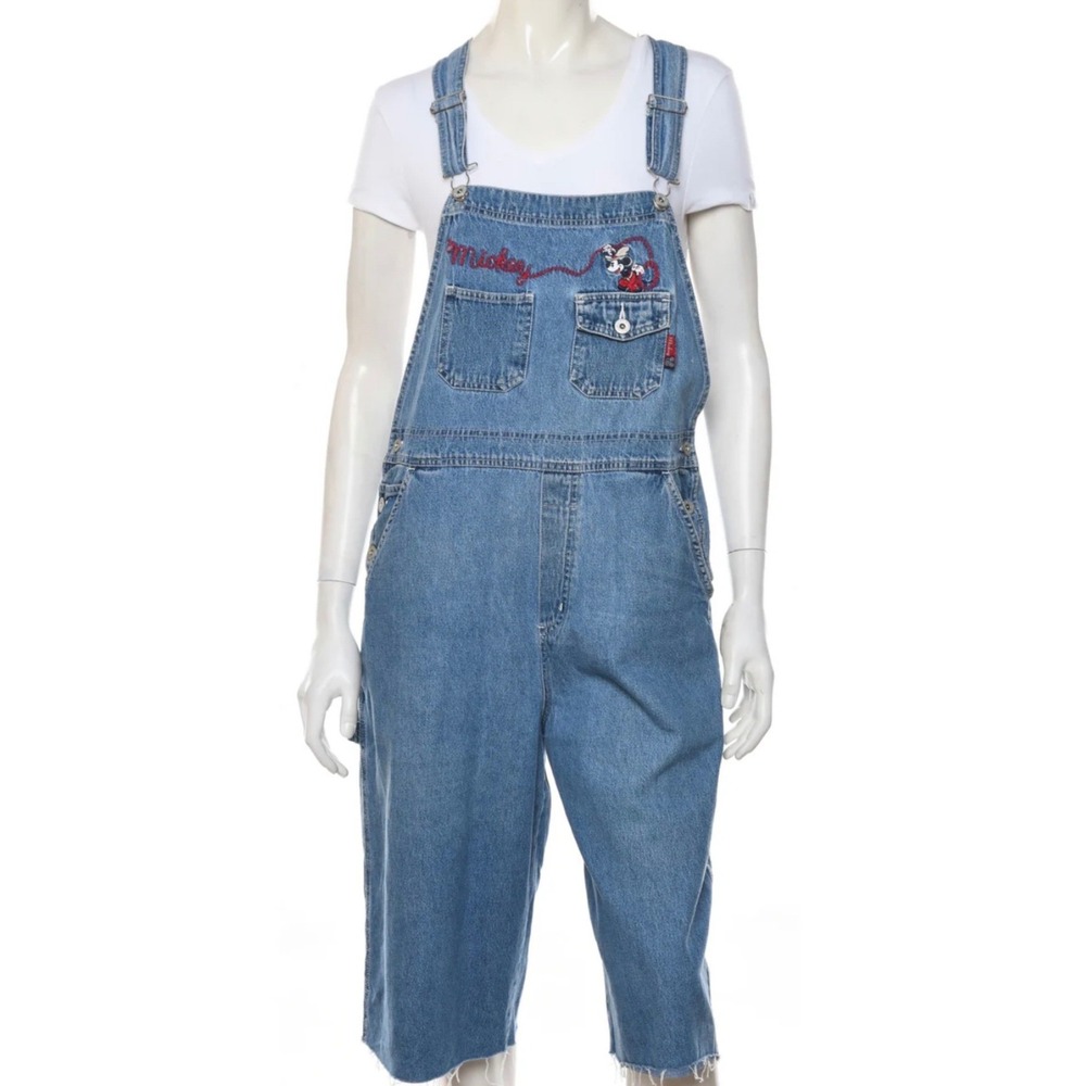 Disney Overalls Womens Medium Blue Mickey Unlimited Jerry Leigh Wide Leg Vintage